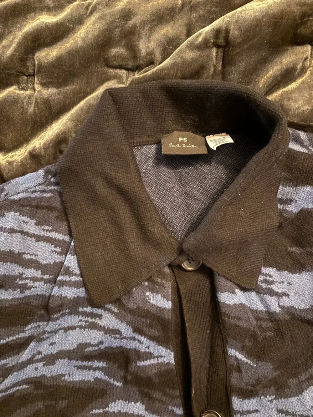 Paul Smith Blue on Blue Patterned Cardigan with Double Breast Pockets
